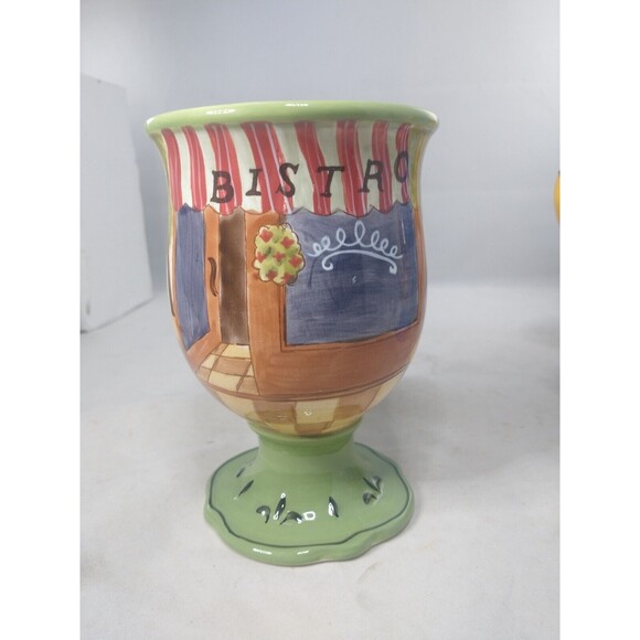 Jennifer Brinley Bistro Coffe Mug Cup Certified International Pedestal Set Of 3 - Picture 14 of 16